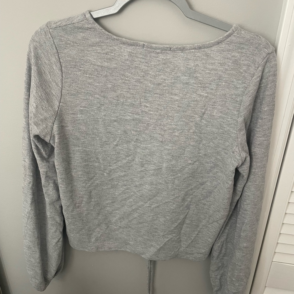 Gray Ruched Drawstring Top - Picture 2 of 2